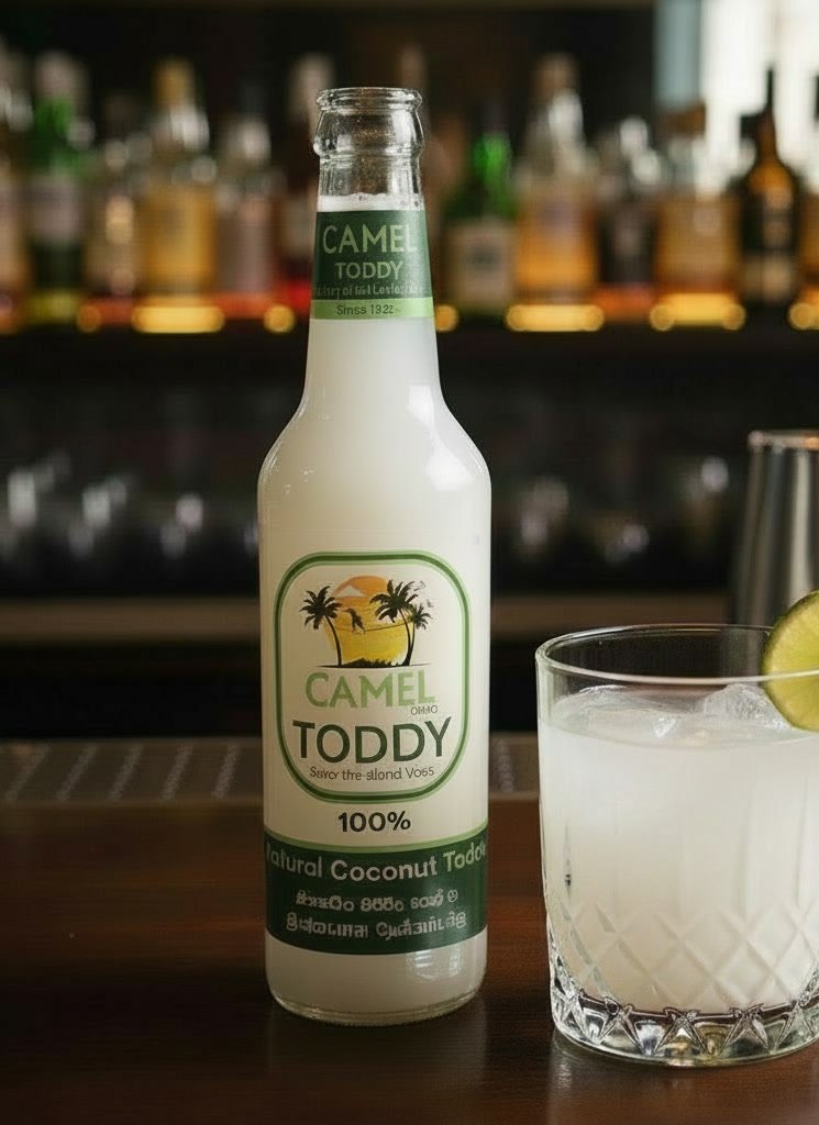 Camel Toddy served over ice with lime at a bar